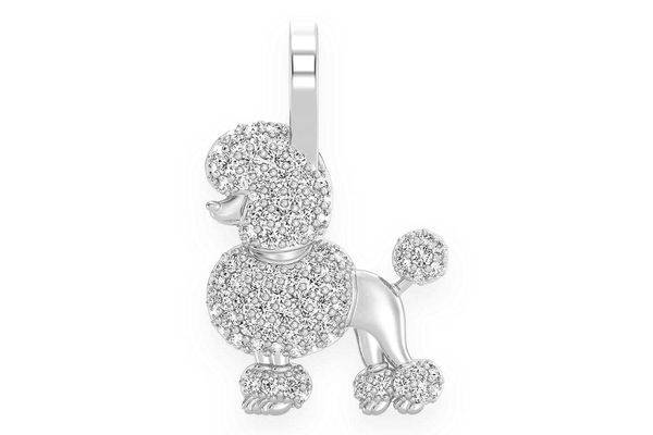 Poodle Diamond Pendant 14k Solid Gold 0.33ctw