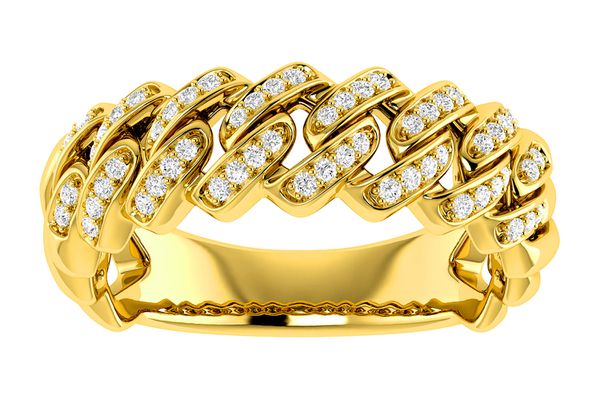 Cuban Link Diamond Ring 14k Solid Gold 0.15ctw