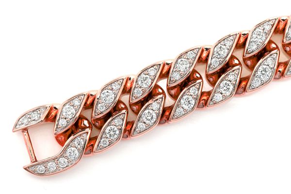 Signed 11.5MM Curb Link Diamond Bracelet 18k Solid Gold 4.00ctw