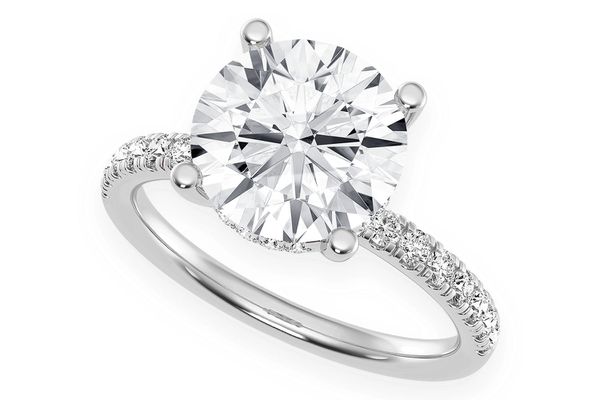 Thinn - 3.00ct Round Solitaire - One Row Under Halo - Diamond Engagement Ring - All Natural Vs Diamonds