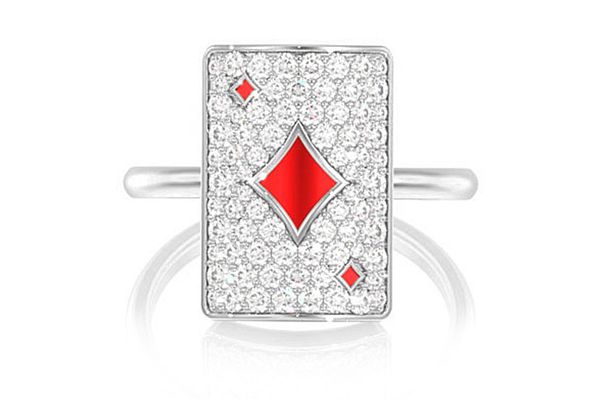 Diamond Playing Card Ring 14k Solid Gold 0.50ctw 