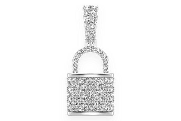 Lock Diamond Pendant 14k Solid Gold 0.50ctw