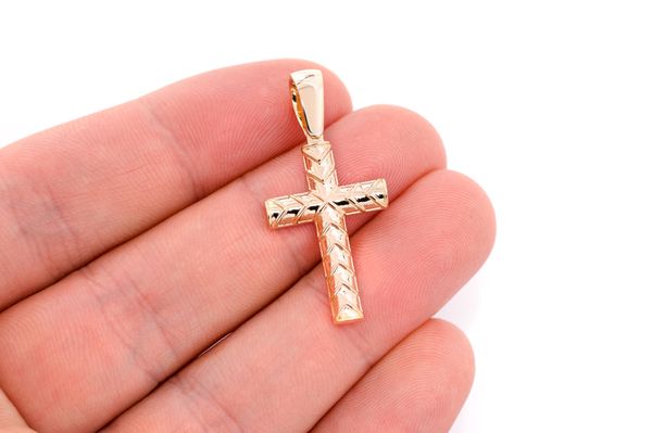 X Design Cross Pendant 14k Solid Gold