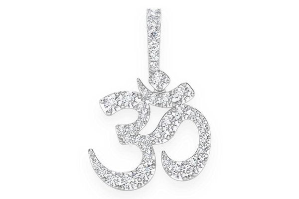 Ohm Diamond Pendant 14k Solid Gold .66ctw