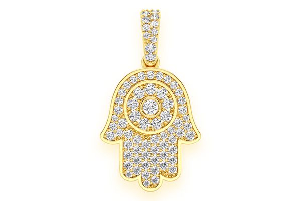 Hamsa Diamond Pendant 14k Solid Gold 0.45ctw