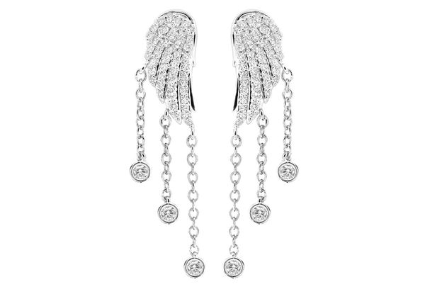 Angel Wing Dangling Earrings 14k Solid Gold 0.75ctw 