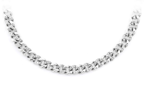 5MM Miami Cuban Half Link Diamond Necklace 14k Solid Gold 1.50ctw