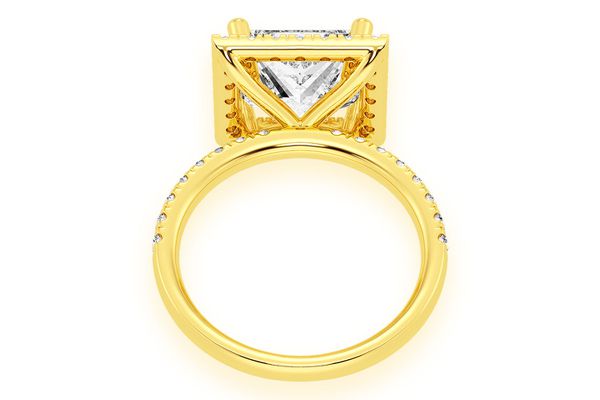 Thav - 3.00ct Princess Solitaire - Scallop Halo One Row - Diamond Engagement Ring - All Natural Vs Diamonds