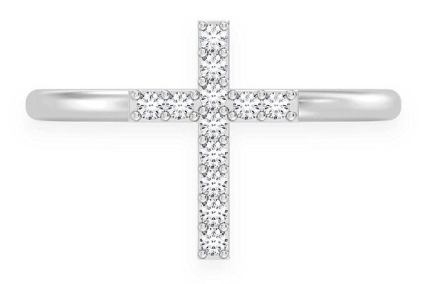 Cross Diamond Ring 14k Solid Gold 0.10ctw