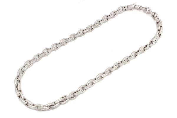 Elongated Rolo Link Diamond Necklace 14k Solid Gold 58.48ctw