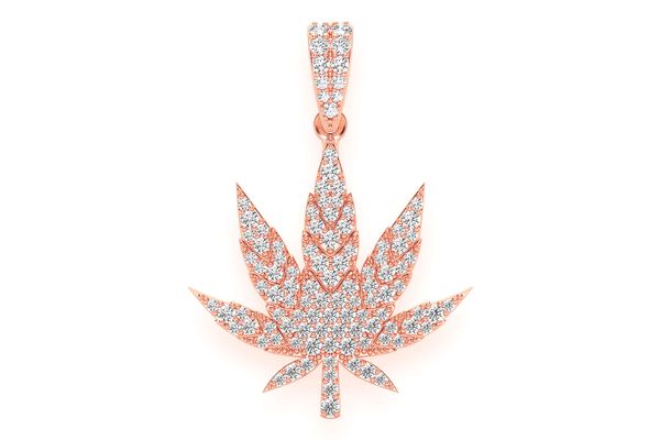 Cannabis Leaf Diamond Pendant 14k Solid Gold .85ctw