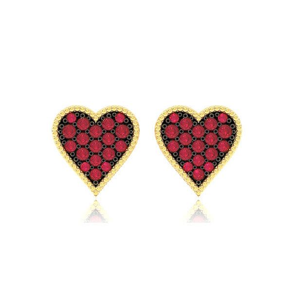 Heart Playing Card Diamond Stud Earrings 14k Solid Gold 0.30ctw