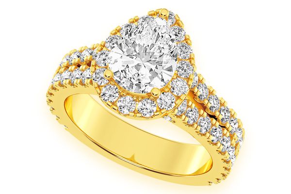 Sphinx - 1.50ct Pear Solitaire - Two Row Split Scallop - Diamond Engagement Ring - All Natural