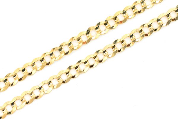 2.5MM Flat Curb Link 14k Solid Gold Chain