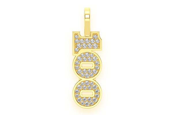 100 Bill Letter Diamond Pendant 14k Solid Gold 0.33ctw