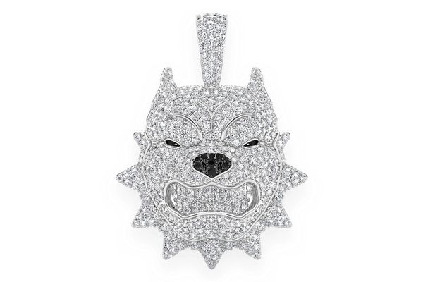 Pitbull Spike Collar Diamond Pendant 14k Solid Gold 3.00ctw