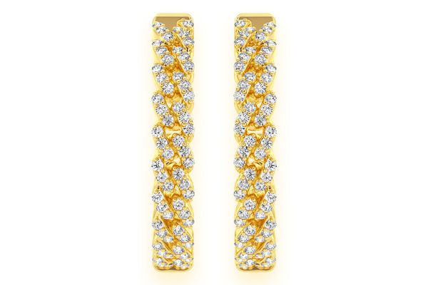 Miami Cuban Link Hoop Diamond Earrings 14k Solid Gold 0.50ctw