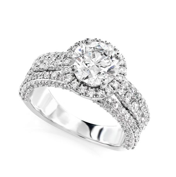 Triplex - 3.40ctw Round Solitaire Halo - Diamond Engagement Ring - All Natural 