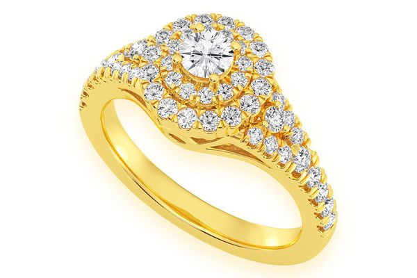 0.75ctw Round Double Halo - Diamond Engagement Ring - All Natural