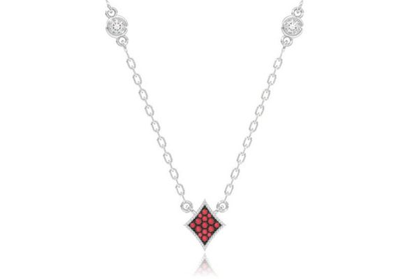 Diamond Playing Card Symbol Pendant Attached Necklace 14k Solid Gold 0.33ctw