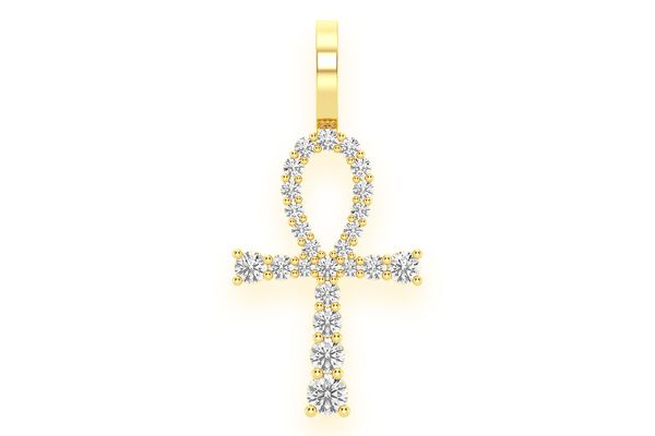 Ankh Graduated Diamond Pendant 14k Solid Gold 0.25ctw