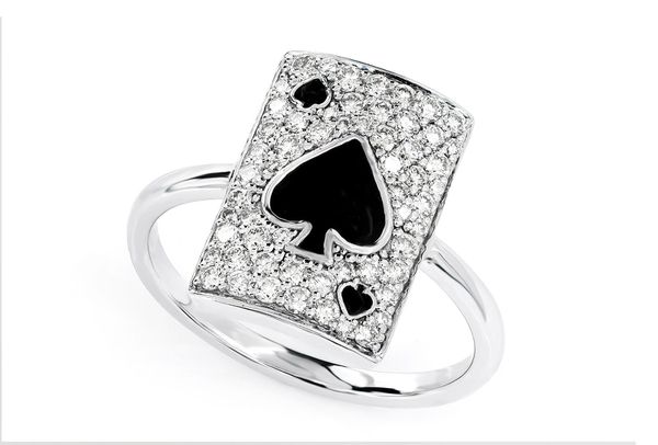 Spade Playing Card Diamond Ring 14k Solid Gold 0.50ctw