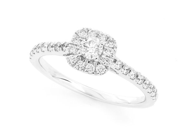 .50ct - Cushion Halo Diamond Engagement Ring - All Natural