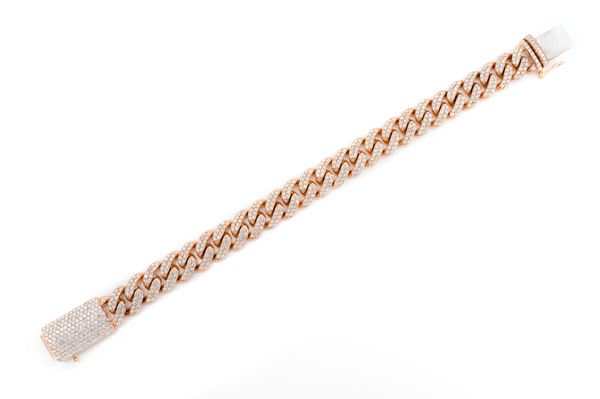 10MM Miami Cuban Link Diamond Bracelet 14k Solid Gold 5.00ctw