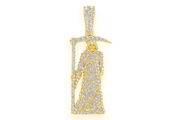 Grim Reaper Diamond Pendant 14k Solid Gold 1.00ctw