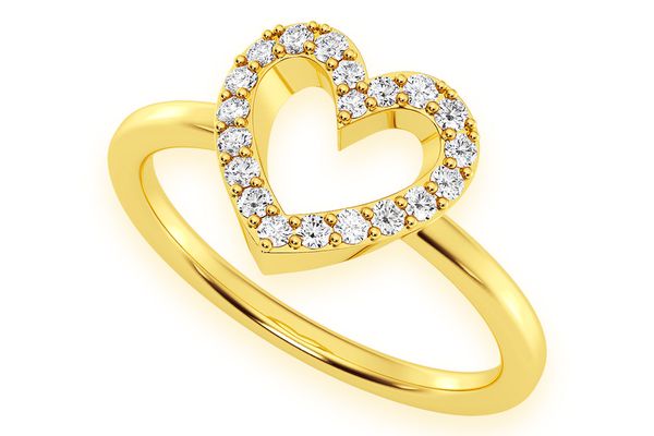 Open Heart Diamond Ring 14k Solid Gold 0.20ctw