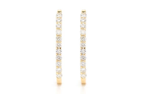 Oval Half Hoop Diamond Earrings 14k Solid Gold 0.25ctw