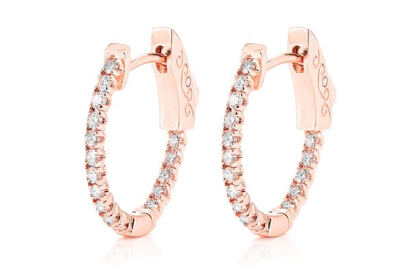 Oval Inside-Out Diamond Hoop Earrings 14k Solid Gold 0.50ctw