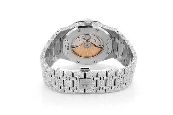 Audemars Piguet Royal Oak Steel - 21.25ctw Fully Iced Out