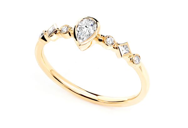 0.30ctw Diamond Pear Bezel Geometric Shank Engagement Ring - All Natural