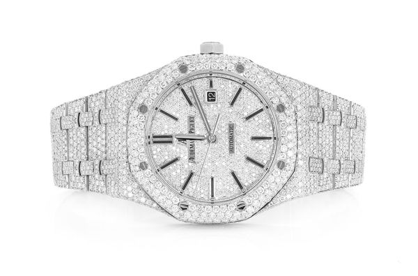 Audemars Piguet Royal Oak 37MM Stainless Steel - 24.00ctw Fully Iced Out