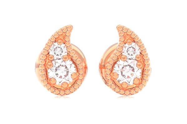 Milgrain Paisley Studs Earrings 14k   