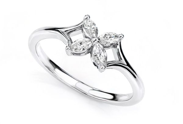 Marquise Flower Diamond Ring 14k Solid Gold 0.20ctw