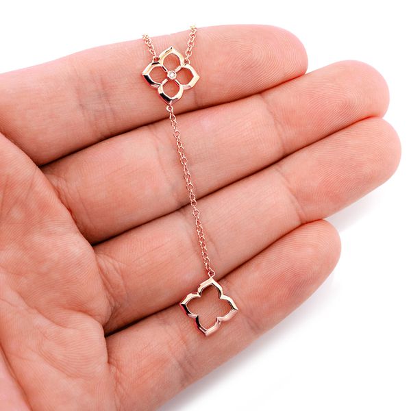 Open Clover Necklace 14k   .01ctw