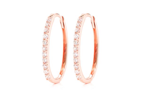 Oval Half Hoop Diamond Earrings 14k Solid Gold 0.25ctw