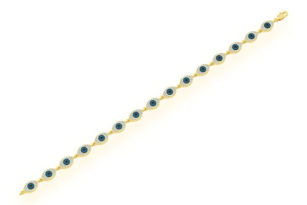 Evil Eye Eternity Diamond Bracelet 14k Solid Gold 2.45ctw