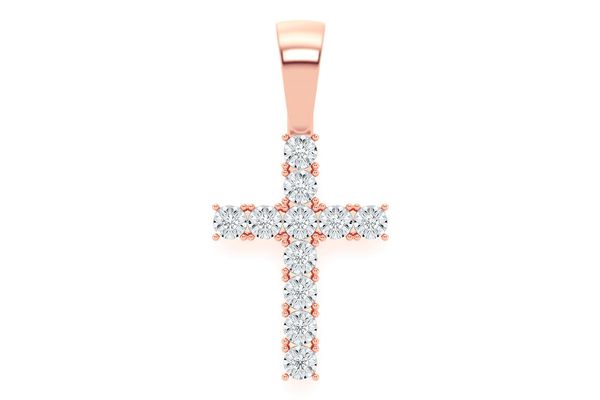 Miracle Set Cross Diamond Pendant 14k Solid Gold 0.15ctw