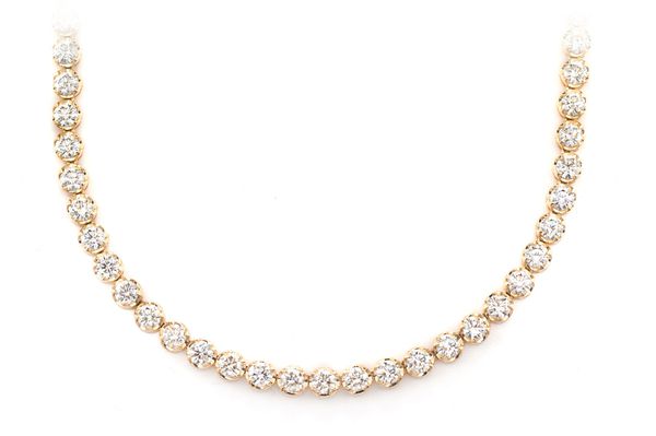 13pt Crown Set Diamond Tennis Necklace 14k Solid Gold 16.00ctw 