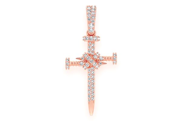 Nail Cross Diamond Pendant 14k Solid Gold 0.50ctw