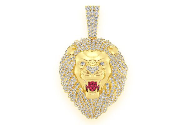 Roaring Lion Diamond Pendant 14k Solid Gold 3.20ctw