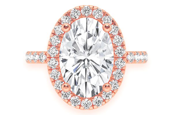 Thav - 3.00ct Oval Solitaire - Scallop Halo One Row - Diamond Engagement Ring - All Natural Vs Diamonds