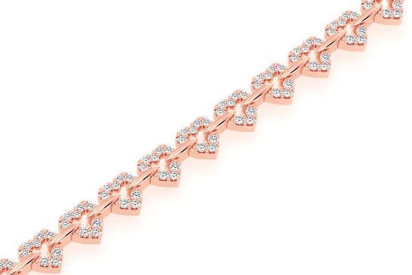 Heart Shape Diamond Bracelet 14k Solid Gold 2.35ctw