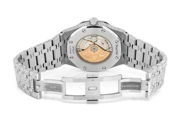 Custom Audemars Piguet Royal Oak Steel - 23.50ctw Fully Iced Out