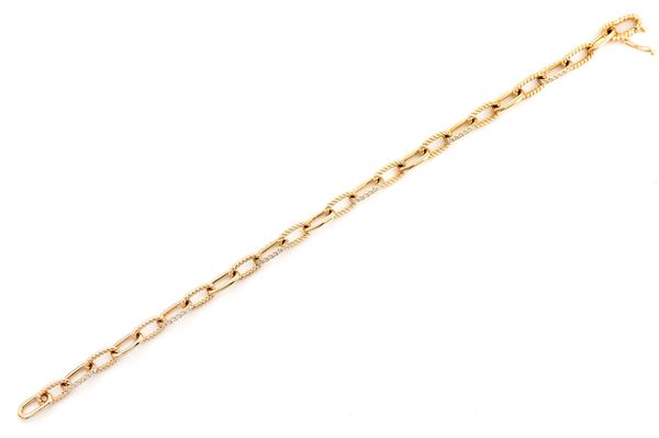 Pave Elongated Rolo Bracelet 14k   .70ctw