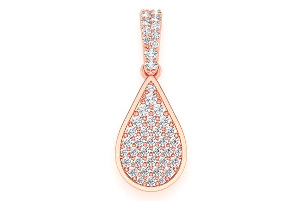 Water Drop Emoji Diamond Pendant 14k Solid Gold 0.33ctw