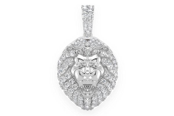 Lion Head Diamond Pendant 14k Solid Gold .50ctw